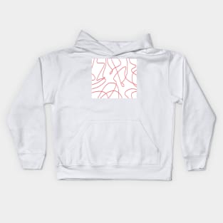 Contemporary Line Art: Red and White Kids Hoodie